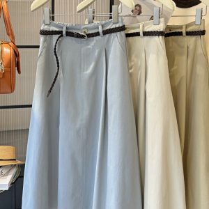CHÂN VÁY KAKI KÈM BELT