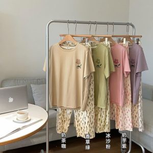 BỘ COTTON HÀN QUỐC ÁO CỘC QUẦN DÀI NỮ