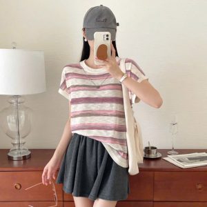 ÁO THUN SỌC NGANG DỆT KIM LỤA BĂNG TRE