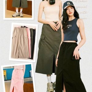 CHÂN VÁY DÁNG DÀI TÚI HỘP JEANSWEST