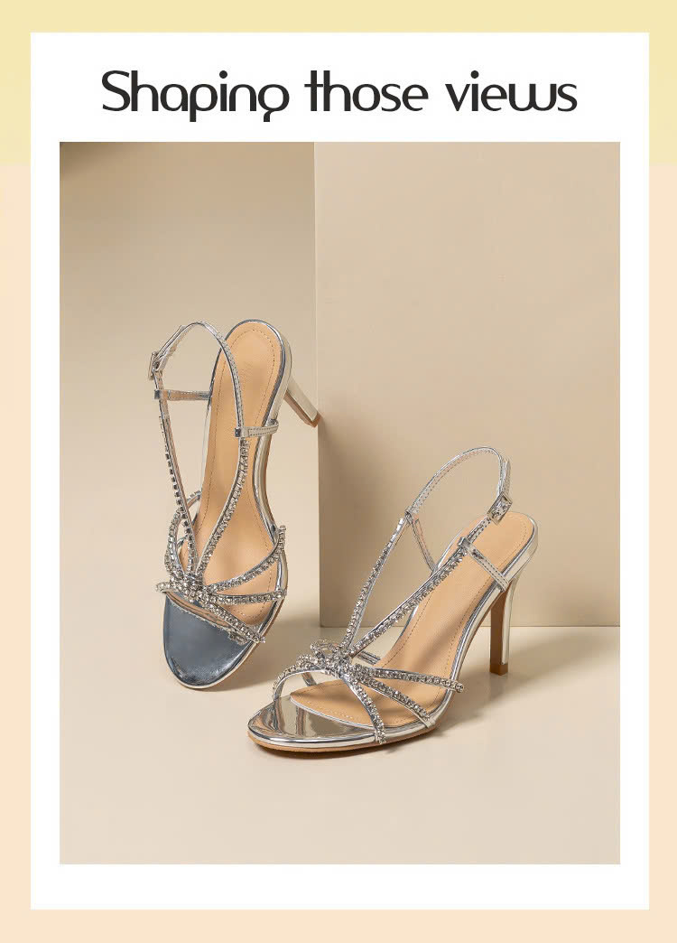 SANDAL CAO GÓT QUAI MẢNH ĐÍNH ĐÁ NỮ