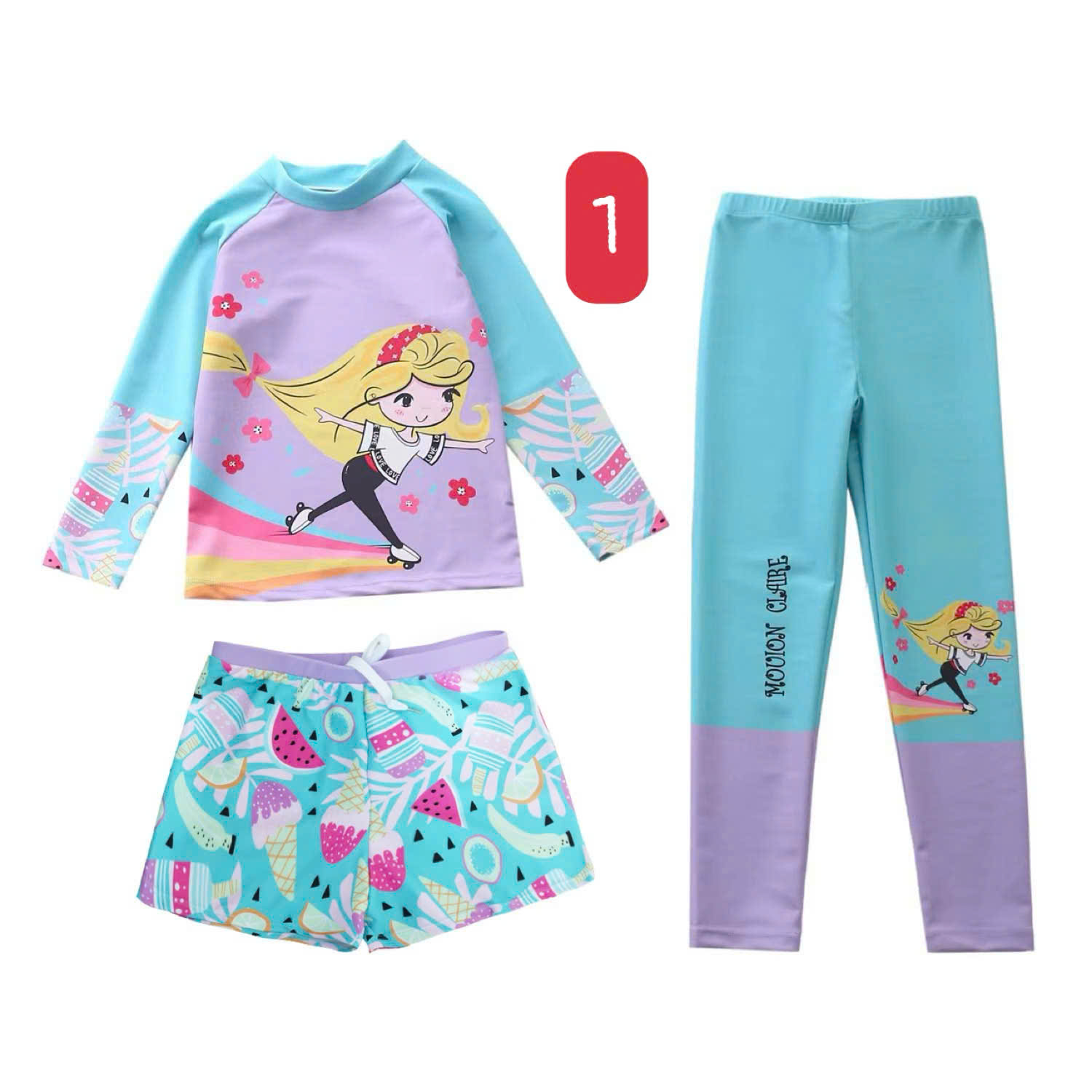 SET ĐỒ BƠI BÉ GÁI 3 CHI TIẾT