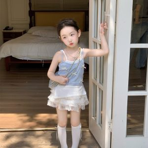 SET ÁO 2 DÂY ĐÍNH NƠ MIX CHÂN VÁY REN