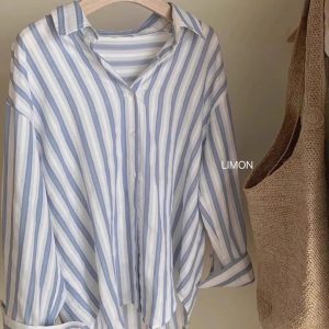 ÁO SƠ MI KẺ XANH BẢN TO CHO NỮ