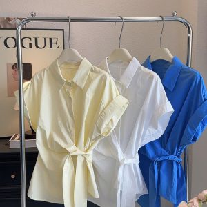 ÁO SƠ MI CỘC TAY VẠT CHÉO ANNA