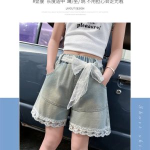 QUẦN SHORT DENIM PHỐI REN JUZITIGE