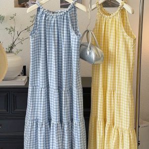 VÁY YẾM DÁNG DÀI KẺ CARO ANNA