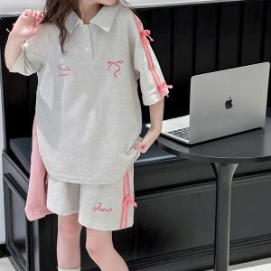SET BỘ POLO CỘC TAY ĐÍNH NƠ BG