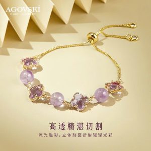VÒNG TAY CỎ BỐN LÁ TÍM AGOVSKI