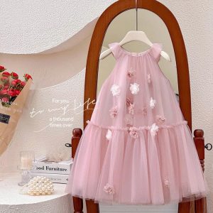 VÁY ĐÍNH HOA NỔI CHO BÉ