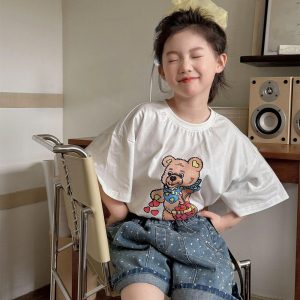 SET ÁO PHÔNG HOẠT HÌNH QUẦN SHORT JEAN CHẤM BI