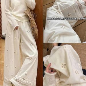 QUẦN ỐNG RỘNG KHOÉT LỖ HÌNH HOA ANNA