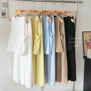 SET ÁO SÁT NÁCH MIX CHÂN VÁY DÁNG DÀI CHO NỮ