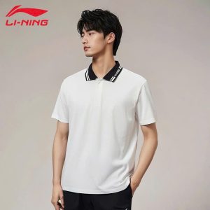 Polo trắng li.ning phối cổ đen