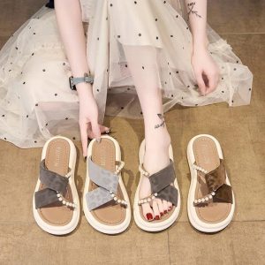 DÉP ĐẾ DÀY QUAI ĐAN CHÉO ĐÍNH NGỌC