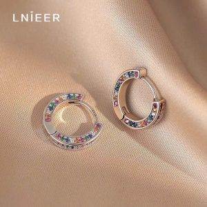Khuyên tai kim bạc LNIEER khảm đá zircon