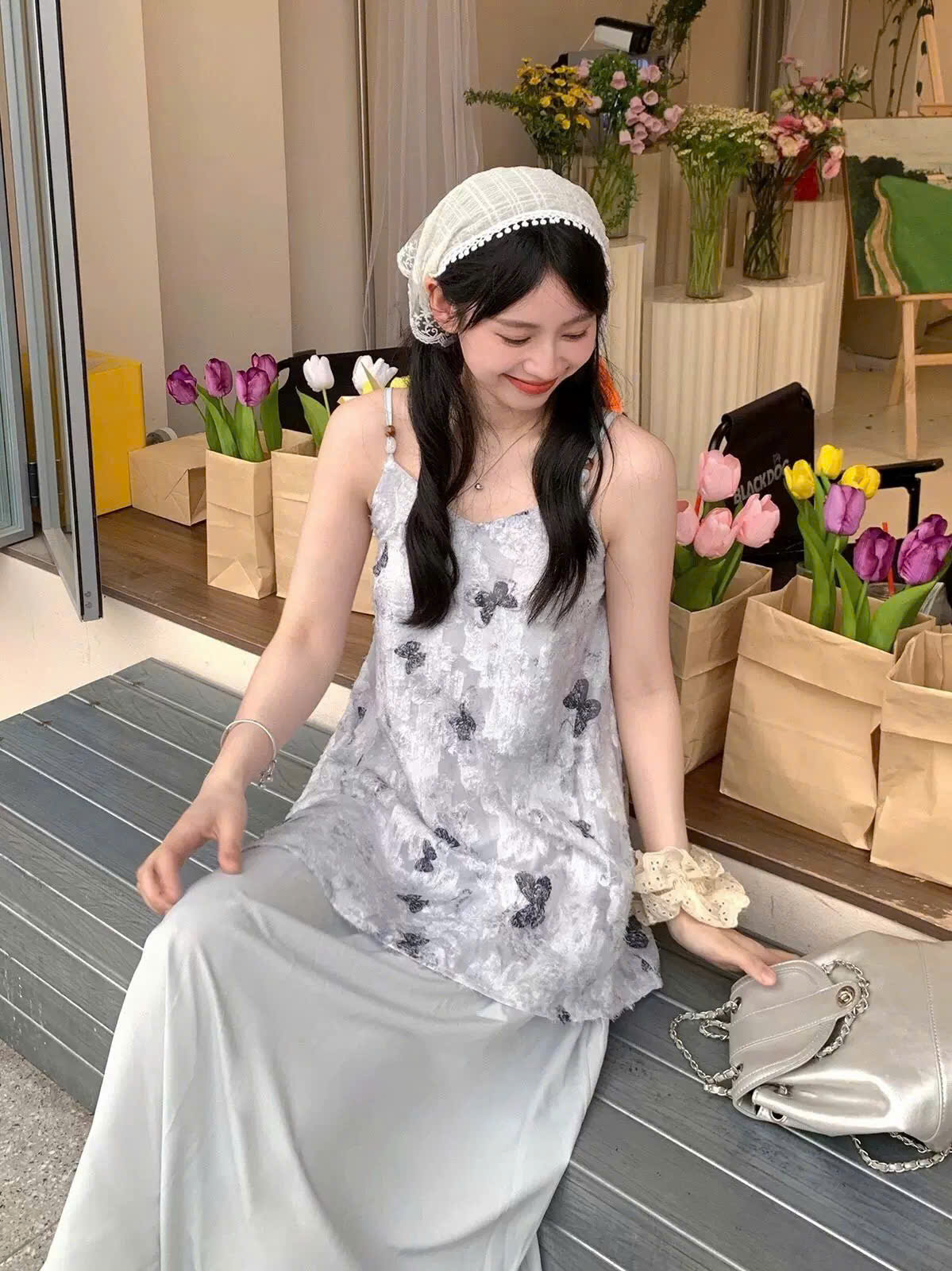 VÁY 2 DÂY HỌA TIẾT BƯỚM XINH HÃNG ANNA