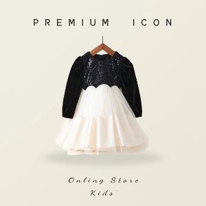 Váy công chúa phối kim tuyến voan bồng cho bé gái nhà Premium
