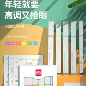 Bộ 6 bút highlight nhớ kèm dòng sticker Deli