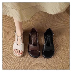 Giày sandal hở mũi kiểu Pháp