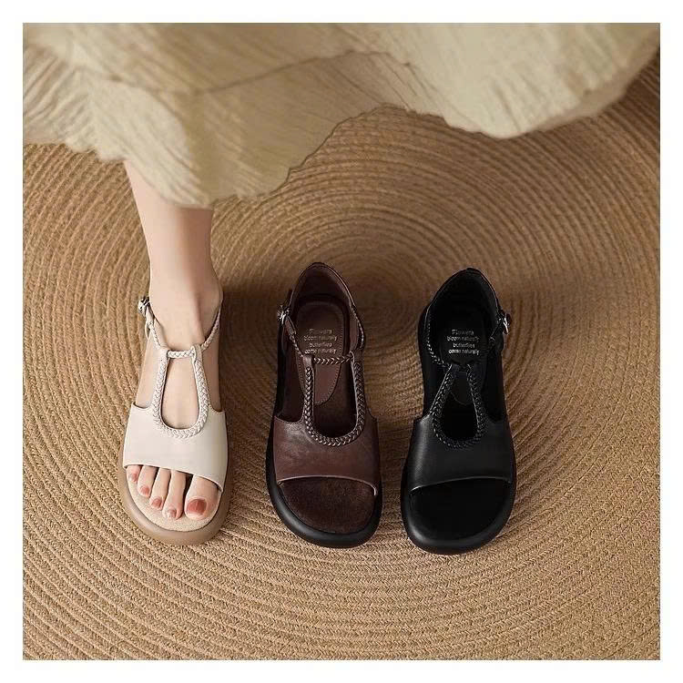 Giày sandal hở mũi kiểu Pháp