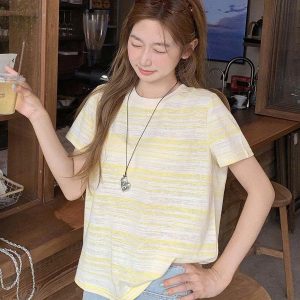 ÁO PHÔNG NỮ SỌC NGANG CỔ TRÒN