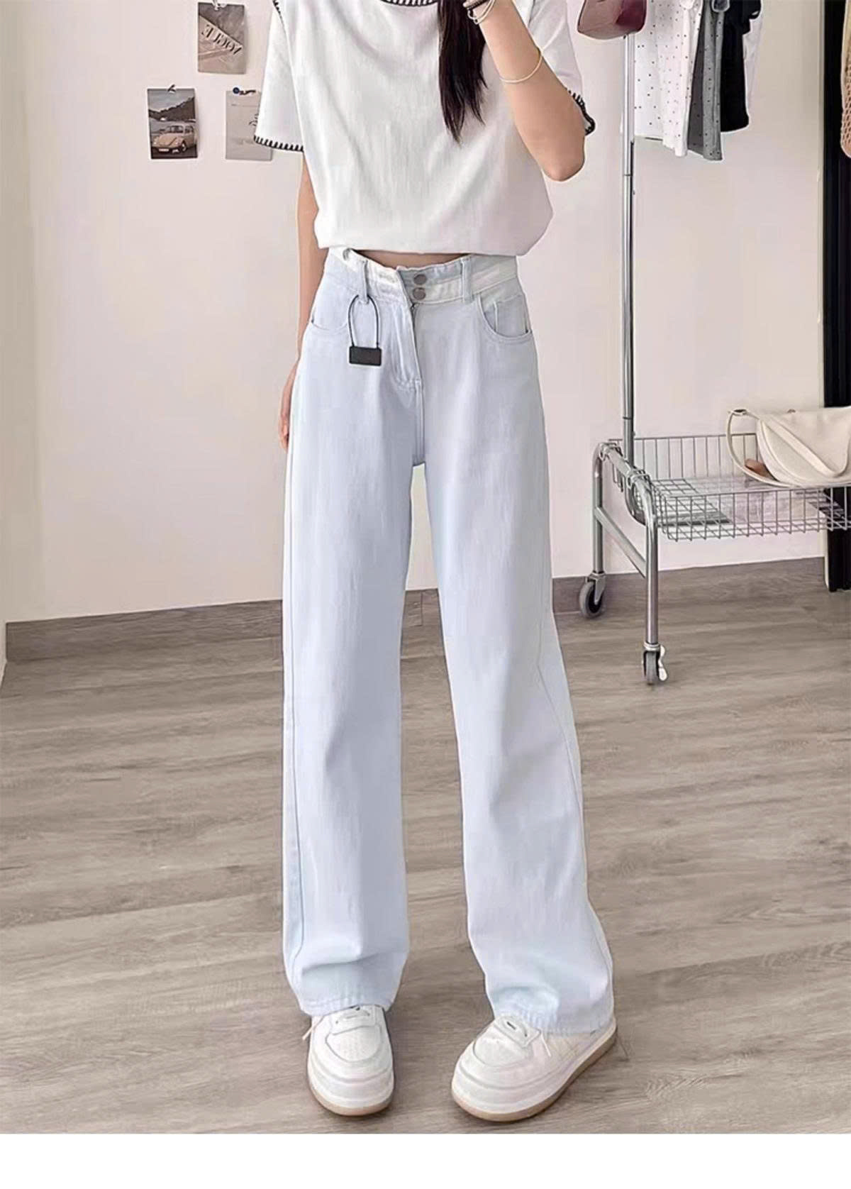 ✅️ QUẦN BÒ ỐNG ĐỨNG CẠP CAO MÀU XANH NHẠT ✅️
