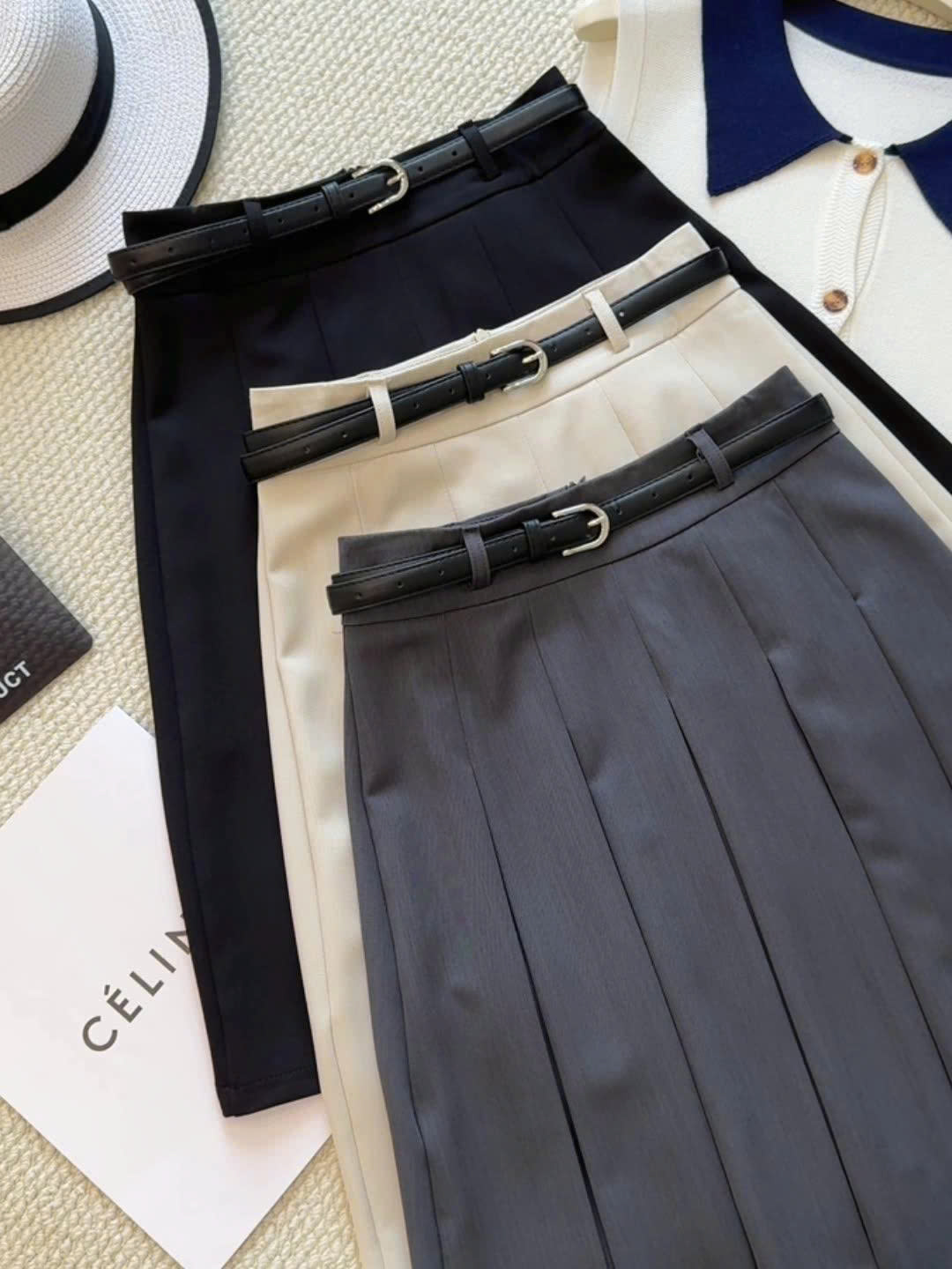 Chân váy xếp ly dáng A lửng nhà ANNA