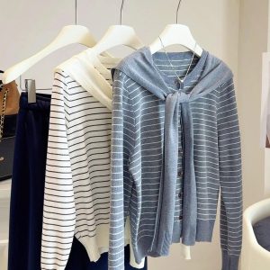 ÁO LEN CARDIGAN KẺ KÈM KHĂN ANNA