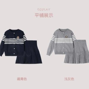 SET ÁO VÁY LEN THÊU GẤU BÉ GÁI