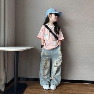 SET ÁO PHÔNG MÈO MIX QUẦN JEAN RÁCH