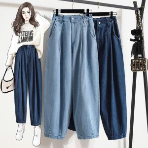 QUẦN HAREM JEANS CẠP CAO DÁNG RỘNG CỠ LỚN