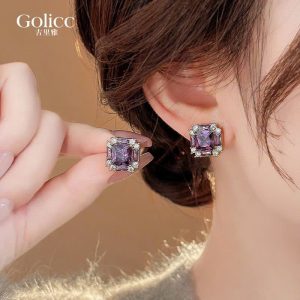 Hoa tai Golicc đá tím giả siêu xinh