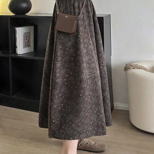 Chân váy midi họa tiết hoa nhí vintage nhà anna
