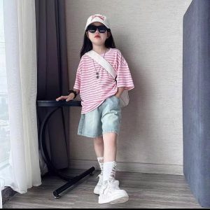 ÁO PHÔNG KẺ & QUẦN SHORT JEAN