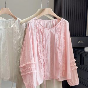 ÁO SƠ MI CỔ TRÒN VIỀN BÈO ANNA