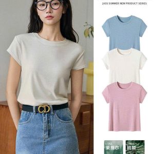 ÁO THUN CỘC TAY CỔ TRÒN CHO NỮ