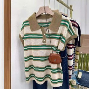 ÁO CỘC TAY KẺ CHO NỮ