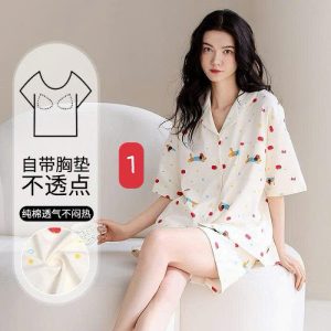 BỘ PIJAMA CỘC NỮ KÈM BRA