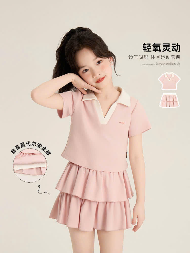 SET ÁO CỔ POLO MIX CHÂN VÁY XẾP TẦNG AINI