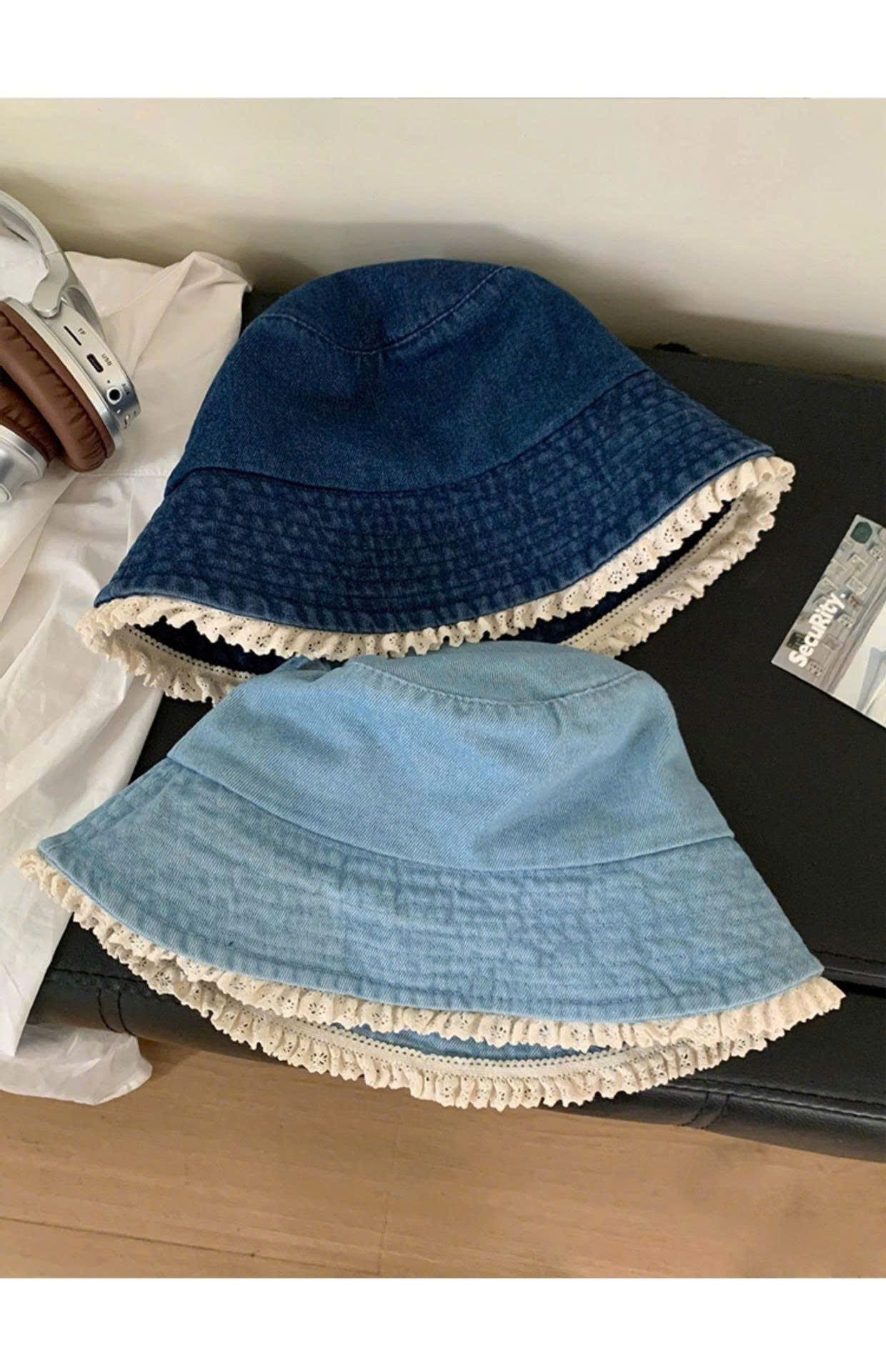 MŨ DENIM VIỀN REN CHO NỮ