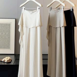 Quần form ống rộng phối tà anna