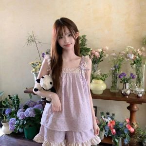 Set tím chất cotton đũi lụa nhăn