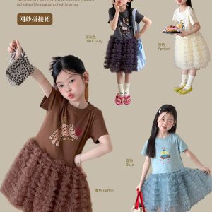 VÁY THUN PHỐI REN HỌA TIẾT DỄ THƯƠNG AMBB