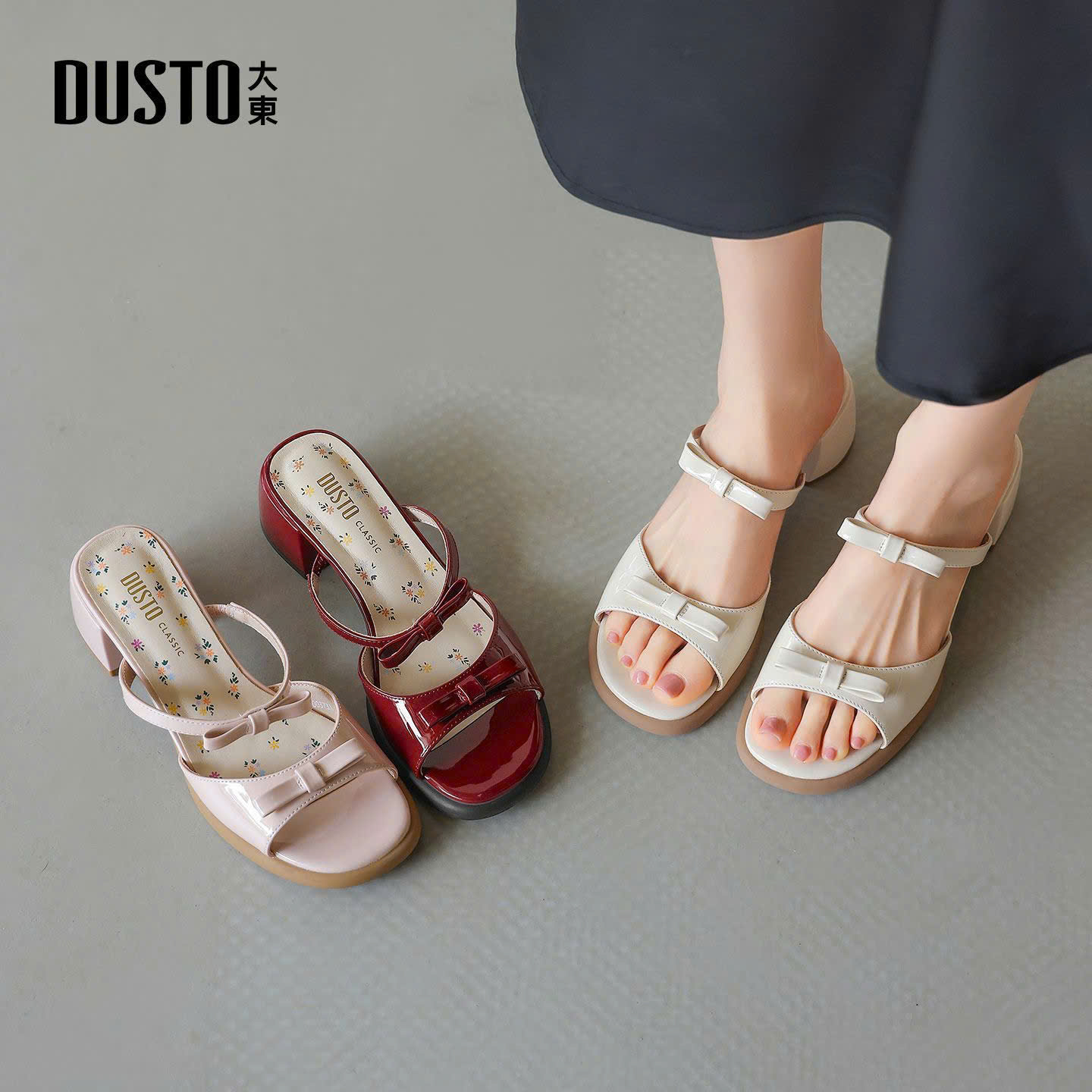 Guốc đính nơ mùa hè Dusto