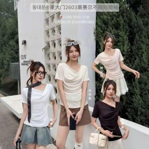 Áo thun tencel cổ đổ mặc mát
