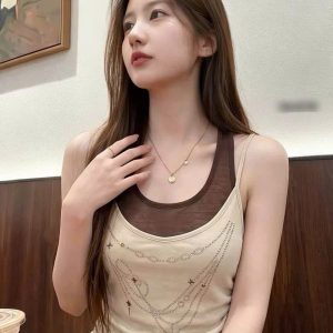 Áo 2 dây phối ba lỗ chất như nước cất