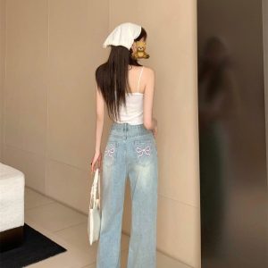 QUẦN SUÔNG JEAN THÊU NƠ TÚI SAU