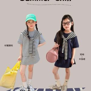 BỘ ÁO PHÔNG CHÂN VÁY KÈM KHĂN CHO BÉ
