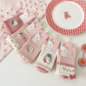 SET 10Đ TẤT KITTY HỒNG BG